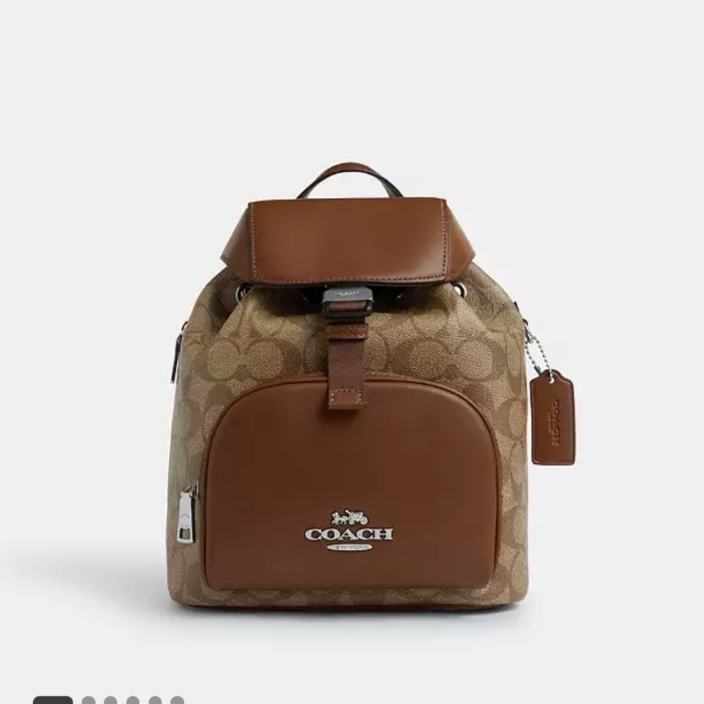 Silver/Khaki/SaddlePace Backpack In Signature Canvas